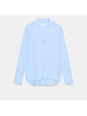 Zara Women Shirt XL Button Up Light Blue Relaxed Cotton Long Sleeve 8041/278 NWT